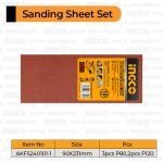 5-Pcs Finishing Sander Sheet (90?231mm) INGCO AKFS240101-1 Kertas Amplas Halus Finish Kotak