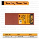 5-Pcs Finishing Sander Sheet (115?264mm) INGCO AKFS264115 Kertas Amplas Halus Kotak