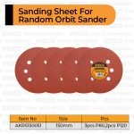5-Pcs Orbital Sander Sheet (¿150 mm) INGCO AKRS150051 - Kertas Amplas Bulat