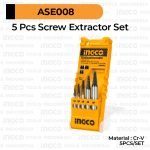 5-Pcs Screw Extractor (3-14 mm) INGCO ASE008 Tap Balik Pembuka Baut Sekrup