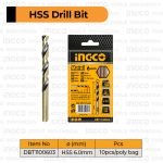 10-Pcs HSS Steel Drill Bits (6 mm) INGCO DBT1100603 - Mata Bor Besi 6mm