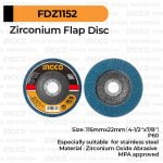 10-Pcs Zirconia Flap Disk (P60) INGCO FDZ1152 Mata Gerinda Amplas Poles Stainless Stenlis Zirconium
