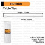 100-Pcs Cable Ties (10cm Putih) INGCO HCT1001 - Tali Ikat Pengikat Kabel Tis Tie Nylon 10 cm