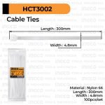 100-Pcs Cable Ties (30cm Putih) INGCO HCT3002 - Tali Ikat Pengikat Kabel Tis Tie Nylon 30 cm
