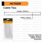 100-Pcs Cable Ties (50cm Putih) INGCO HCT5001 - Tali Ikat Pengikat Kabel Tis Tie Nylon 50 cm