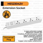 Stop Kontak Terminal (1 Switch) INGCO HES23042V - Colokan 4 Lubang Universal Saklar Tunggal