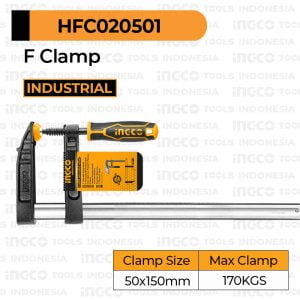 Klem F Clamp (50?150 mm) INGCO HFC020501 Catok Jepit Penjepit Tukang Kayu Kaca