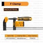 Klem F Clamp (50?200 mm) INGCO HFC020502 Catok Jepit Penjepit Tukang Kayu Kaca