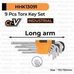 9-Pcs Cr-V Long Torx Key Set (T10-T50) INGCO HHK13091 Kunci L Bintang Chrome