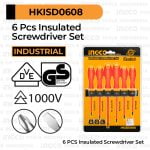 6-Pcs Insulated Screwdriver Set INGCO HKISD0608 Obeng Isolator Tukang Listrik