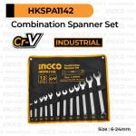 12-Pcs Combination Spanner Set (6-24 mm) INGCO HKSPA1142 Paket Kunci Ring Pas