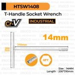 T-Handle Socket Wrench (14mm Cr-V) INGCO HTSW1408 Kunci T Sok Soket Shock Anti-Karat Chrome Vanadium