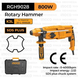 Rotary Hammer Drill (800 W, 2.5J) INGCO RGH9028 Bor Bobok Tembok Beton