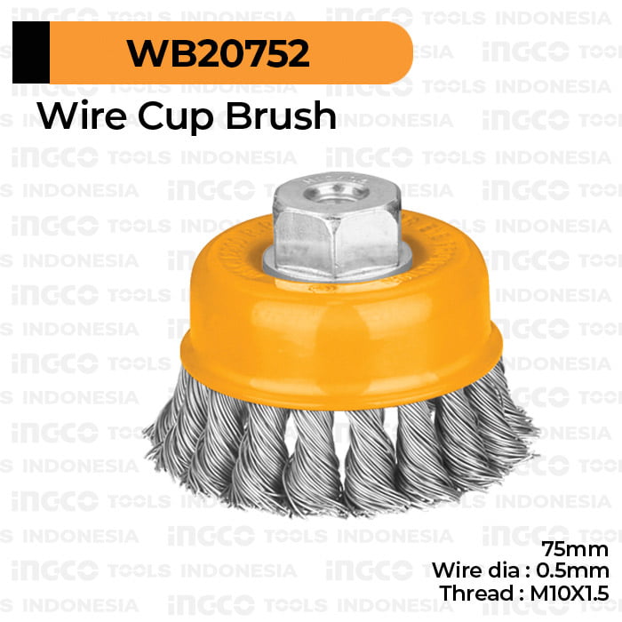 Wire Braid Cup Brush Gerinda Besi Ingco Wb Sikat Kawat Kepang Mangkok Ingco Tools