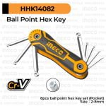 Ball Point Hex Key (Fold 2-8mm) INGCO HRC0925522 - Kunci L Bola Lipat Tool Sepeda Portable