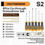 6-Pcs Go-Through Screwdriver Set INGCO HSGT680608 - Obeng Ketok Tembus Magnet Plus Minus