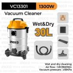 Vacuum Cleaner (Wet/Dry 30L) INGCO VC13301 - Penghisap Penyedot Debu Basah Kering