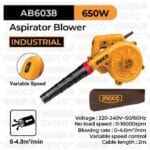 Aspirator Blower (4.0 m?/min) INGCO AB6038 - Peniup/Penghisap Angin Debu Pengering Bulu Hewan Kucing Anjing